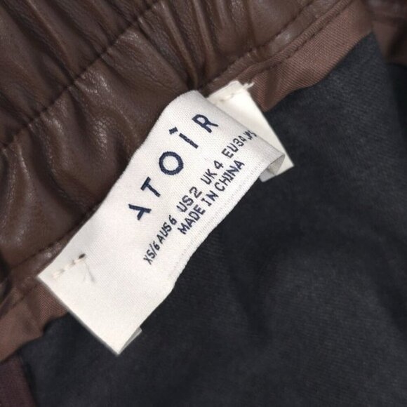 ATOIR Women's Size 2 The Troublemaker Pants Faux Leather Brown AnkleZip AT210269 - Picture 2 of 13